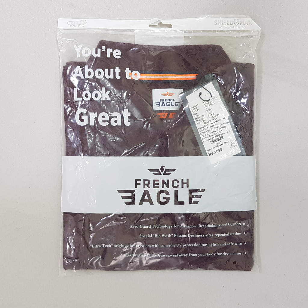 تی شرت یقه دار مردانه 31241 کد 2 مارک FRENCH EAGLE