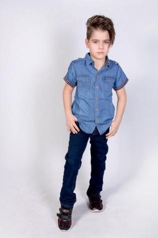 پیراهن جینز پسرانه 110204 سایز 3 تا 12 سال مارک WAXY KIDS
