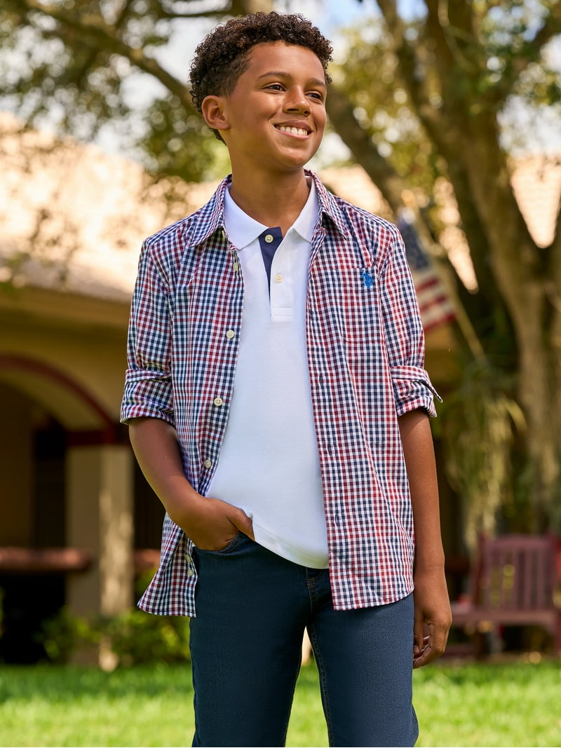 پیراهن پسرانه 31723 سایز 4 تا 16 سال مارک US POLO
