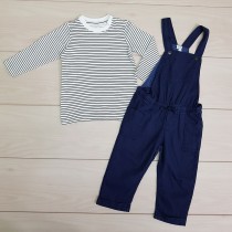 ست پیشبندار و بلوز پسرانه 21250 سایز 9 ماه تا 2 سال مارک H&M