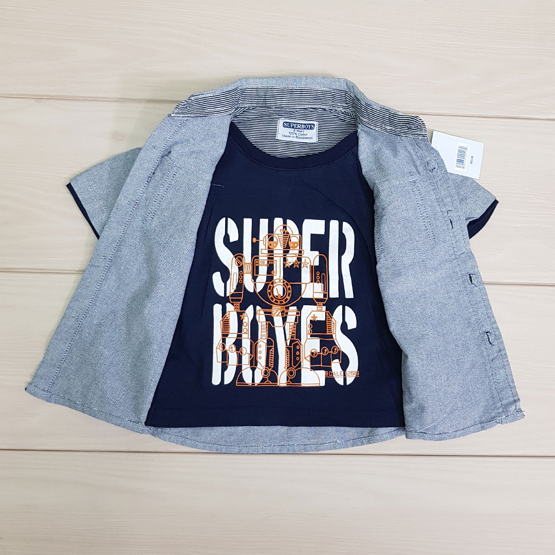 پیراهن پسرانه 21257 سایز 2 تا 8 سال مارک super boys