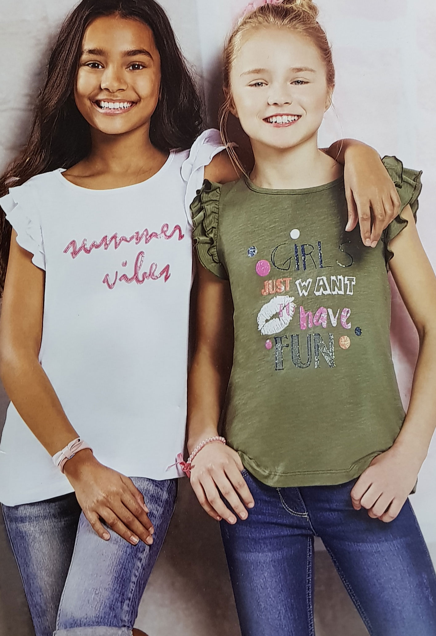 تی شرت دو عددی دخترانه 22341 سایز 6 تا 14 سال مارک POCOPIANO