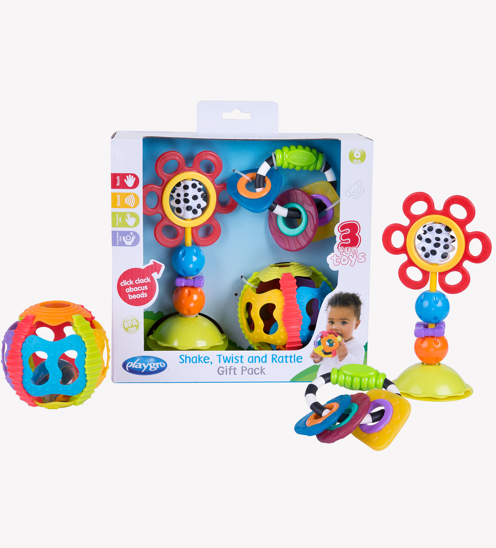 ست دندانگیر توپ و اسباب بازی چسبان صندلی غذا پلی گرو Playgro کد 6000548