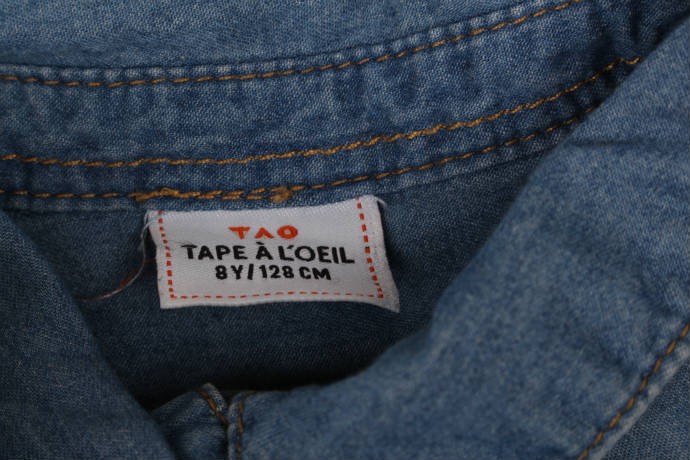 پیراهن جینز کاغذی دخترانه 16650 سایز 2 تا 14 سال مارک TAO   *
