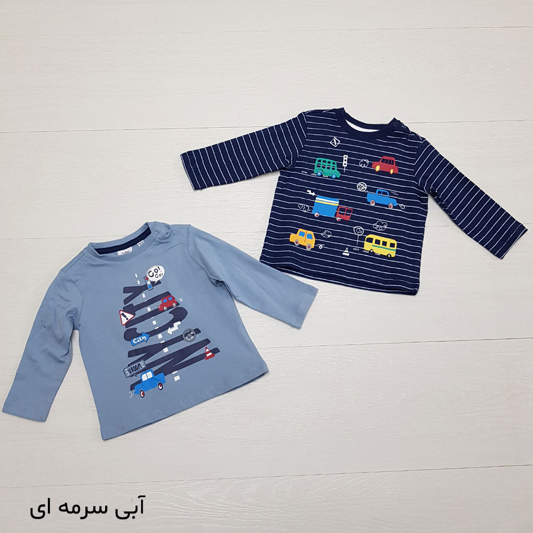 بلوز 2 عددی پسرانه 25668 سایز 6 تا 36 ماه مارک blukids   *