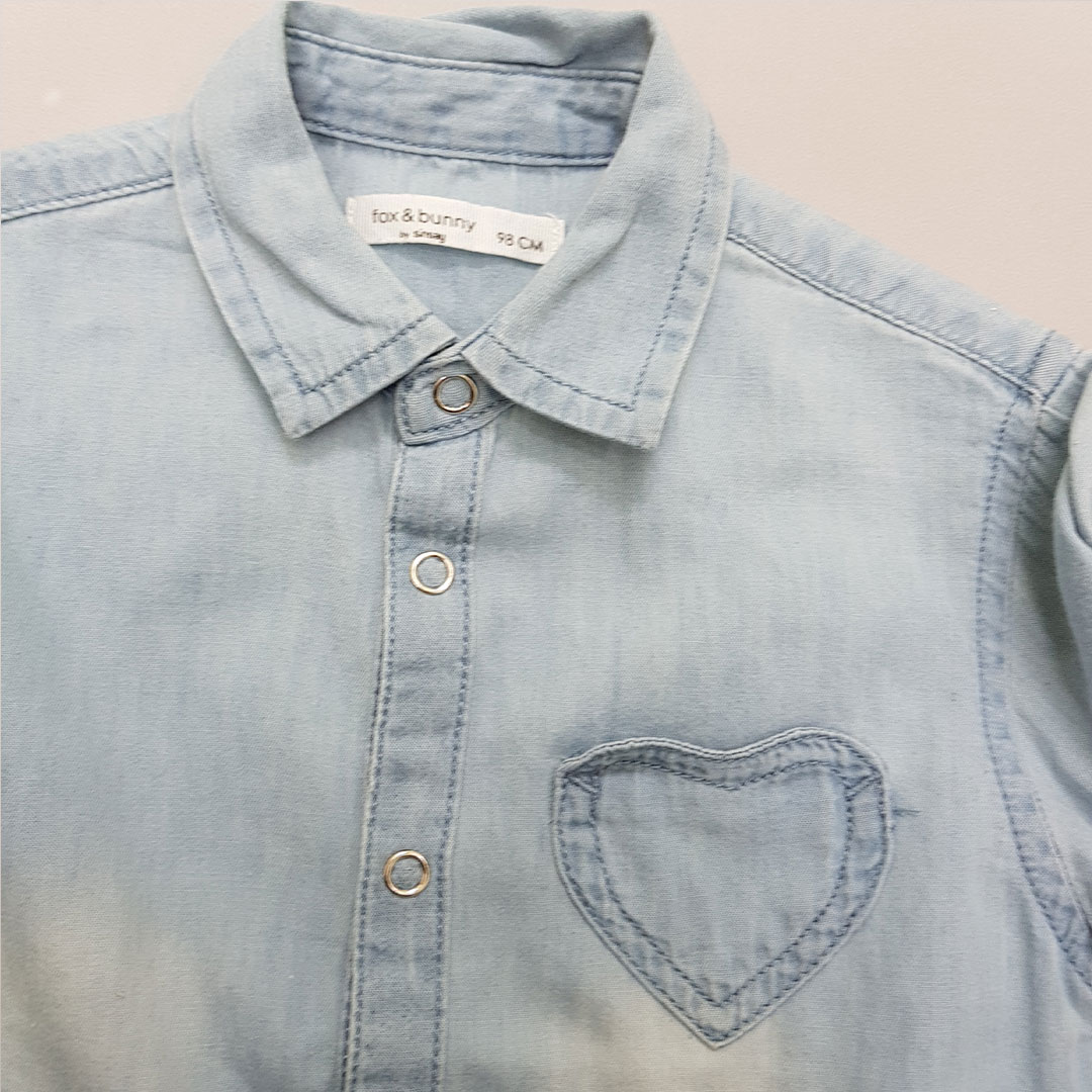 پیراهن جینز دخترانه 29389 سایز 3 ماه تا 10 سال مارک FOX & BUNNY