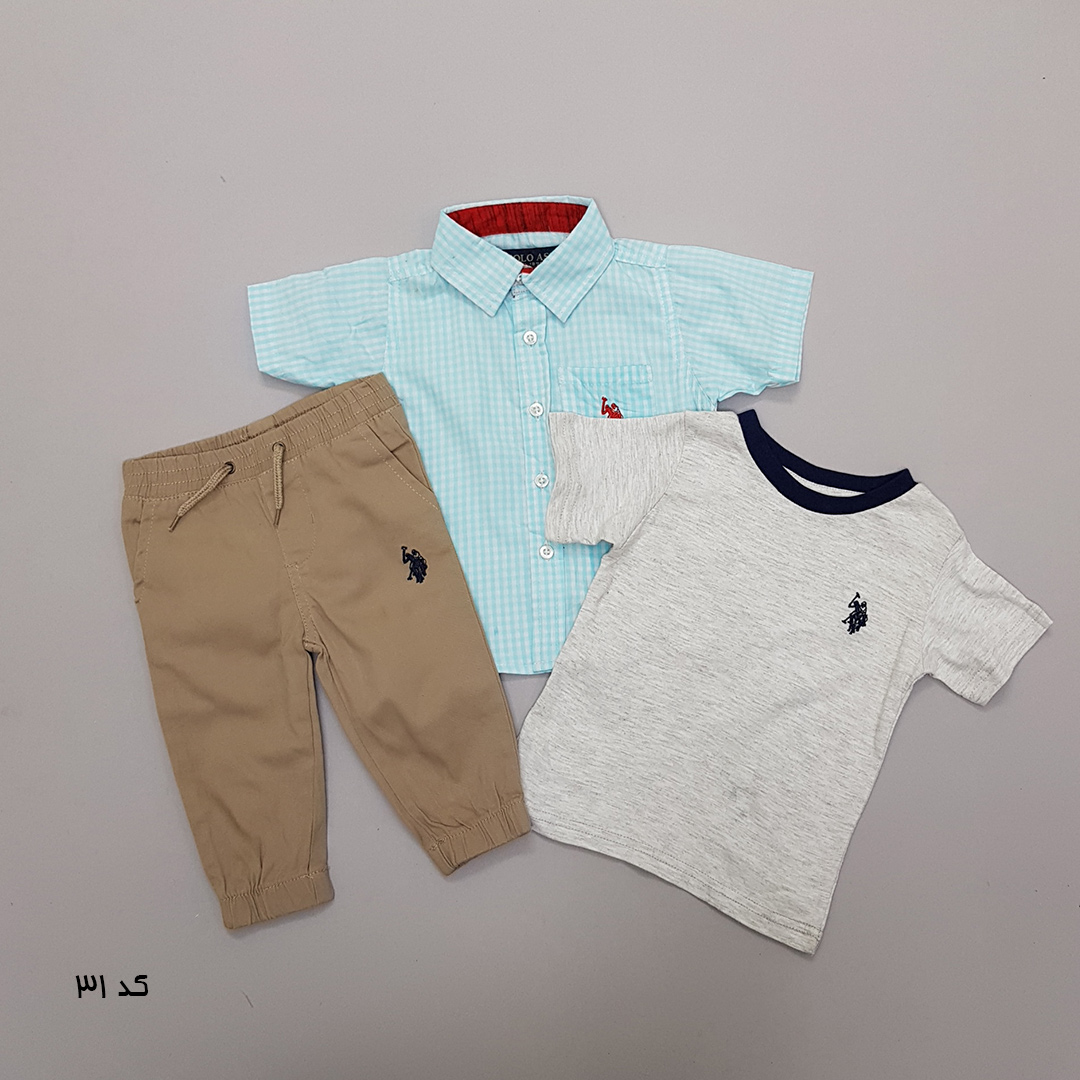 ست سه تکه پسرانه 27519 سایز 12 ماه تا 7 سال مارک US POLO ASSN