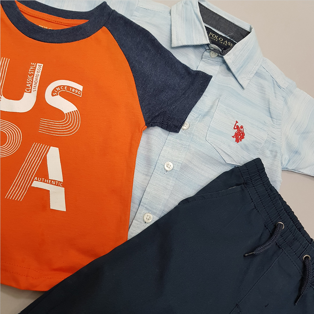 ست سه تکه پسرانه 27519 سایز 12 ماه تا 7 سال مارک US POLO ASSN