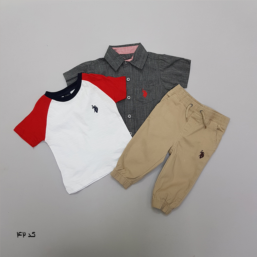 ست سه تکه پسرانه 27519 سایز 12 ماه تا 7 سال مارک US POLO ASSN