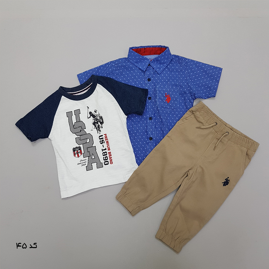 ست سه تکه پسرانه 27519 سایز 12 ماه تا 7 سال مارک US POLO ASSN