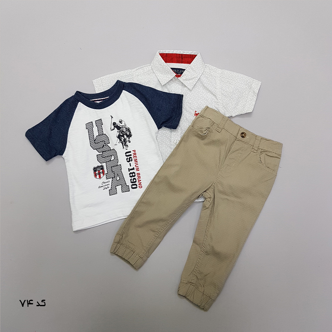 ست سه تکه پسرانه 27519 سایز 12 ماه تا 7 سال مارک US POLO ASSN