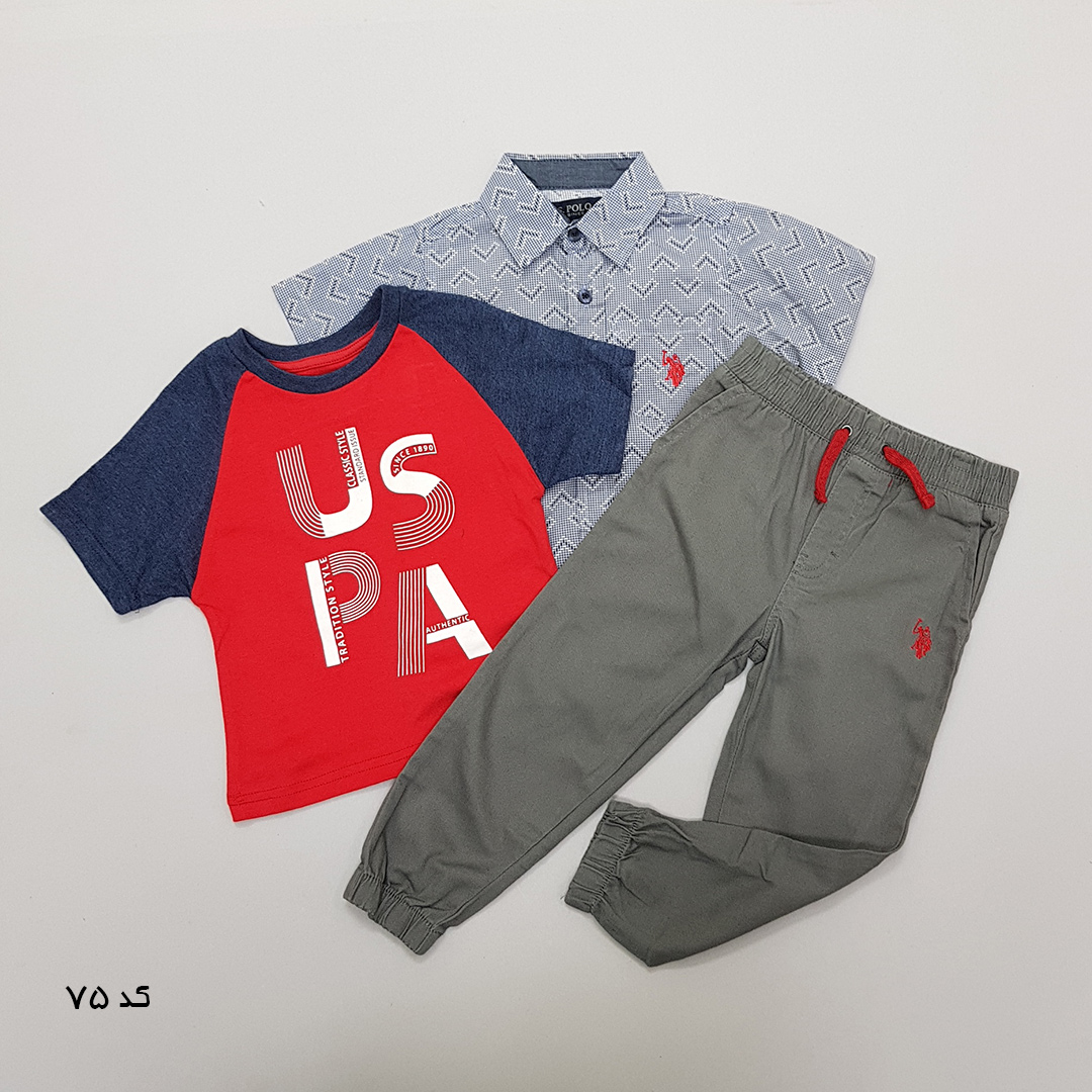 ست سه تکه پسرانه 27519 سایز 12 ماه تا 7 سال مارک US POLO ASSN