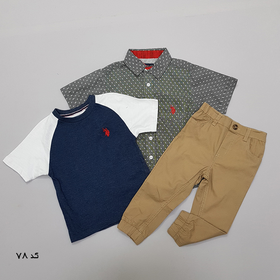 ست سه تکه پسرانه 27519 سایز 12 ماه تا 7 سال مارک US POLO ASSN