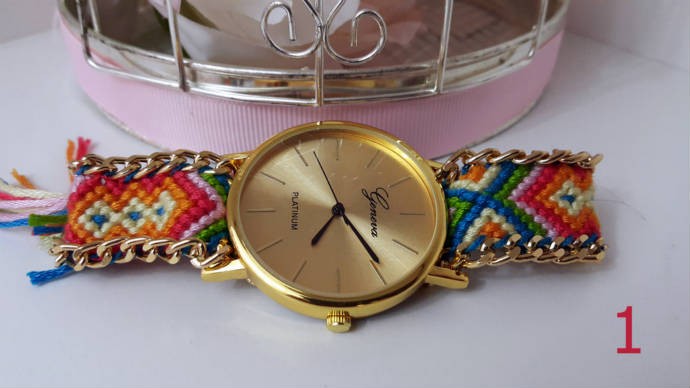 ساعت مارک Geneva با بند دستباف 70033 در8 رنگ مختلف