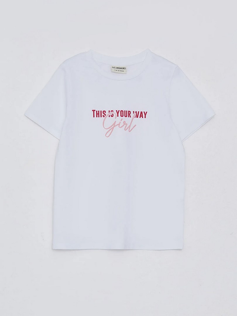 تی شرت دخترانه 39107 سایز 5 تا 14 سال مارک LC WALKIKI
