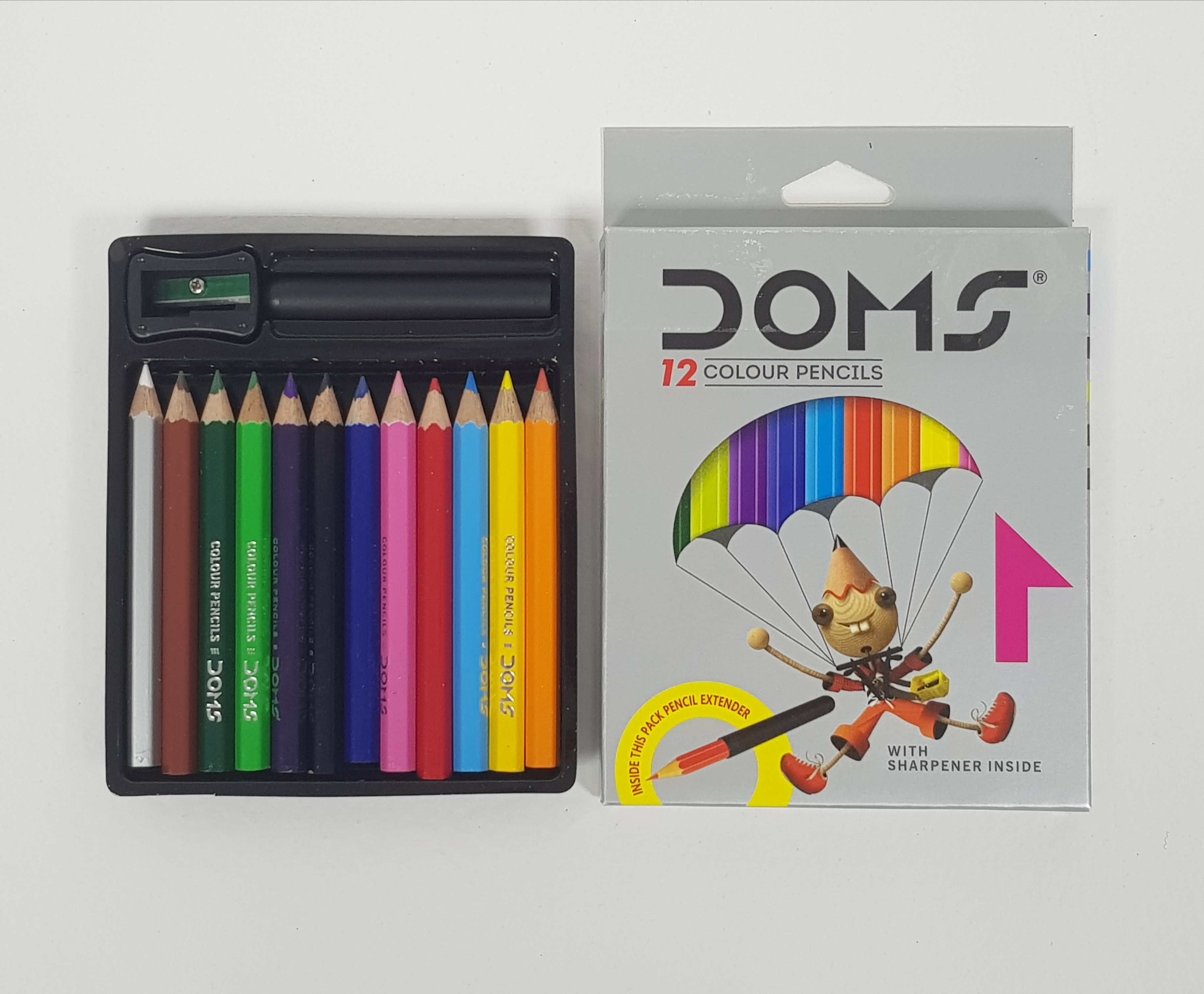 DOMS مداد رنگی دامس 12 عددی همراه با تراش (6027)