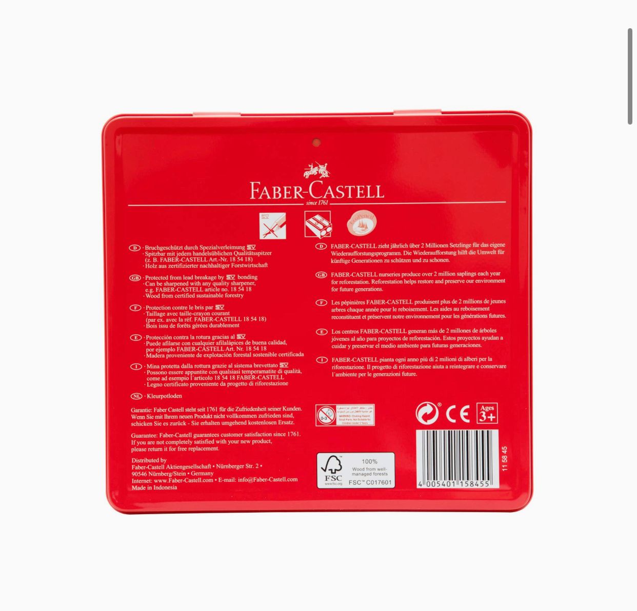 مداد رنگی کلاسیک Faber Castell 24 در یک قلع فلزی تخت، چند رنگ، Wp20(6117)اورجینال