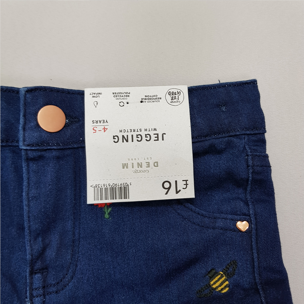 شلوار جینز دخترانه 39636 سایز 4 تا 14 سال مارک GEORGE