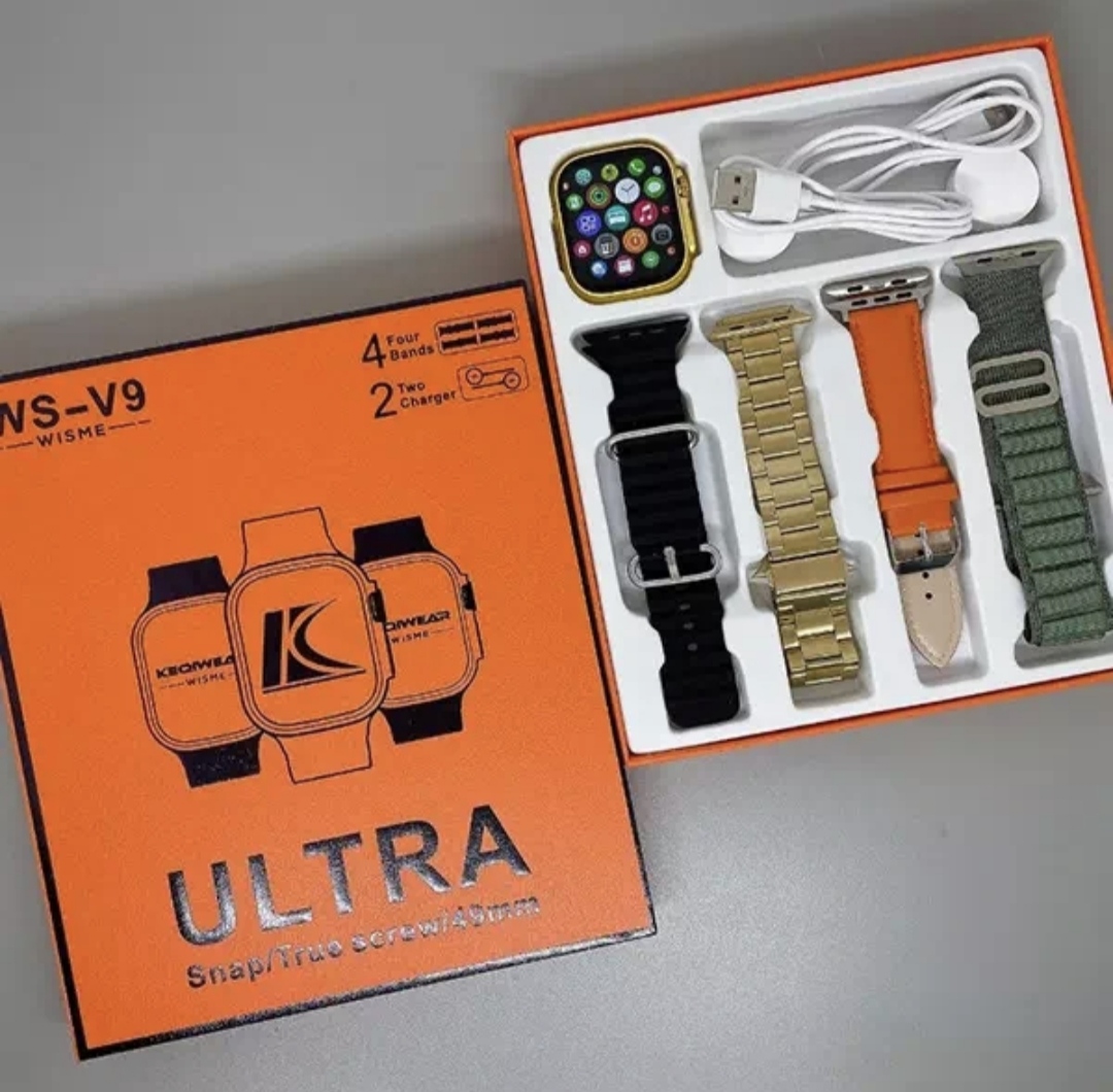 ساعت هوشمند الترا مدل WS-V9 با۴ بند و دو شارژر کد 802067
