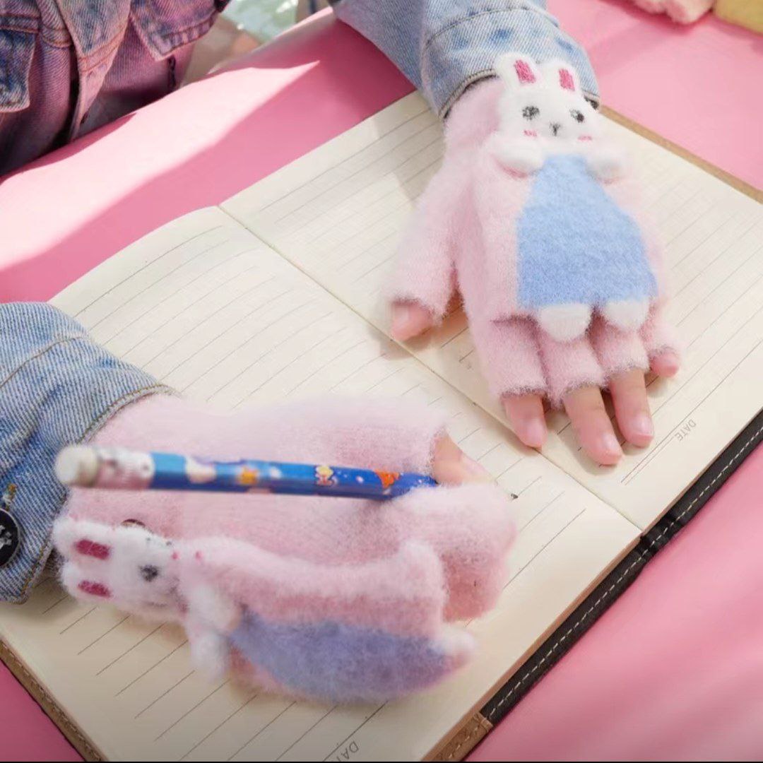 دستکش بچگانه کلاهک دار خرگوش سایز 4 تا 8 سال کد 505