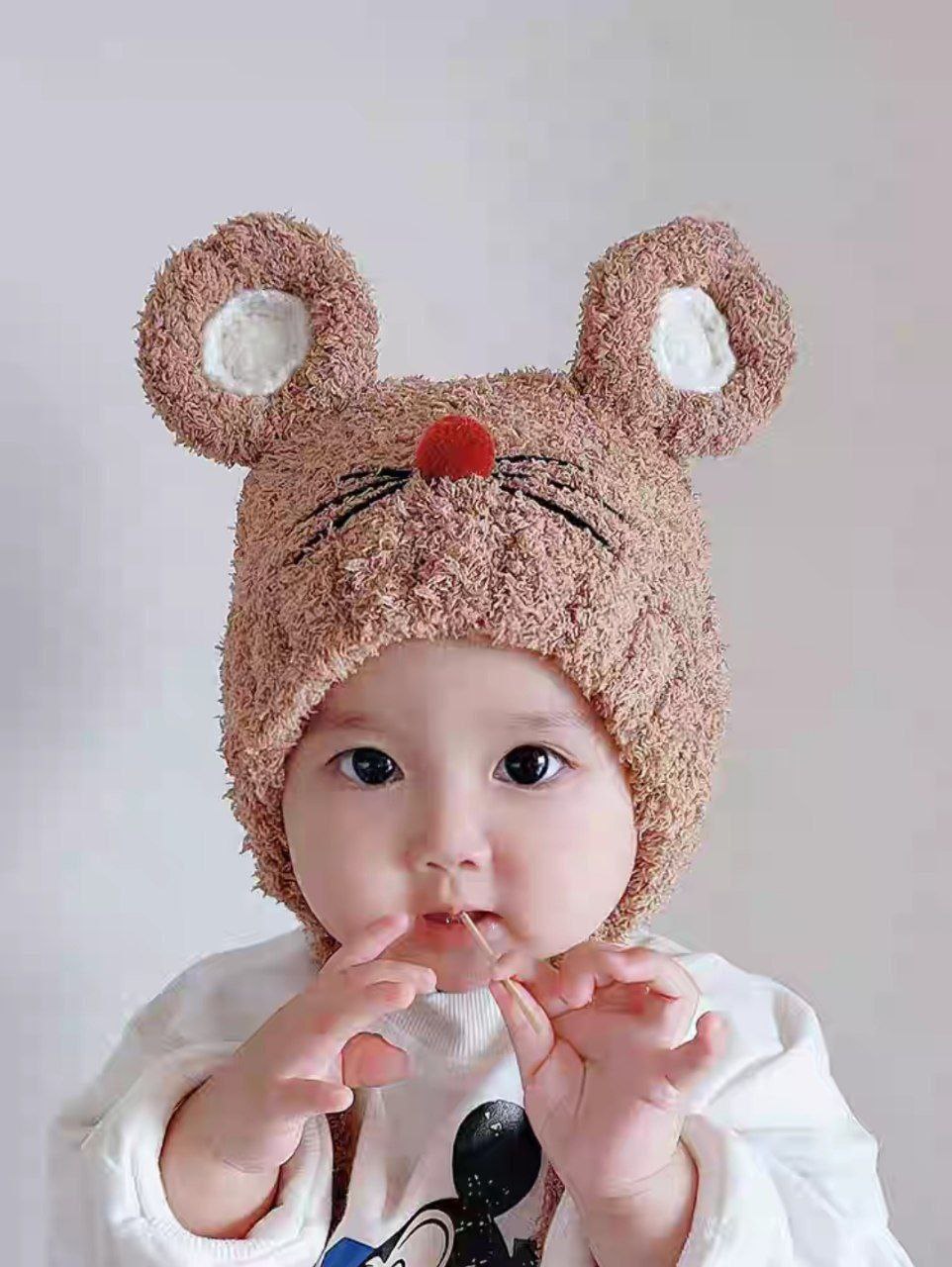 کلاه نوزادی تک موهر موشی سایز 6 ماه تا 2 سال کد 507