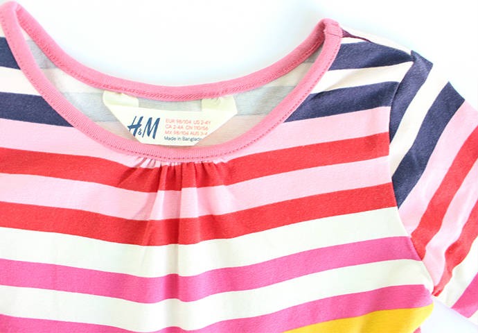 پیراهن دخترانه 100174 سایز 3 تا 6 سال مارک H&M محصول بنگلادش
