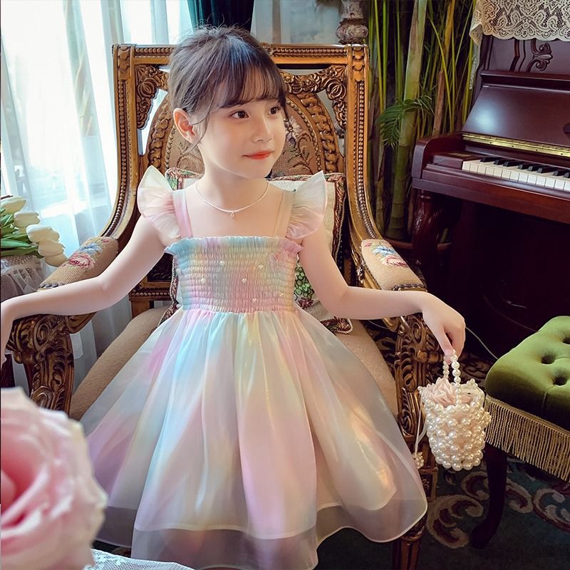 پیراهن پرنسسی پروانه ای دخترانه 2 تا 11سال کد10606