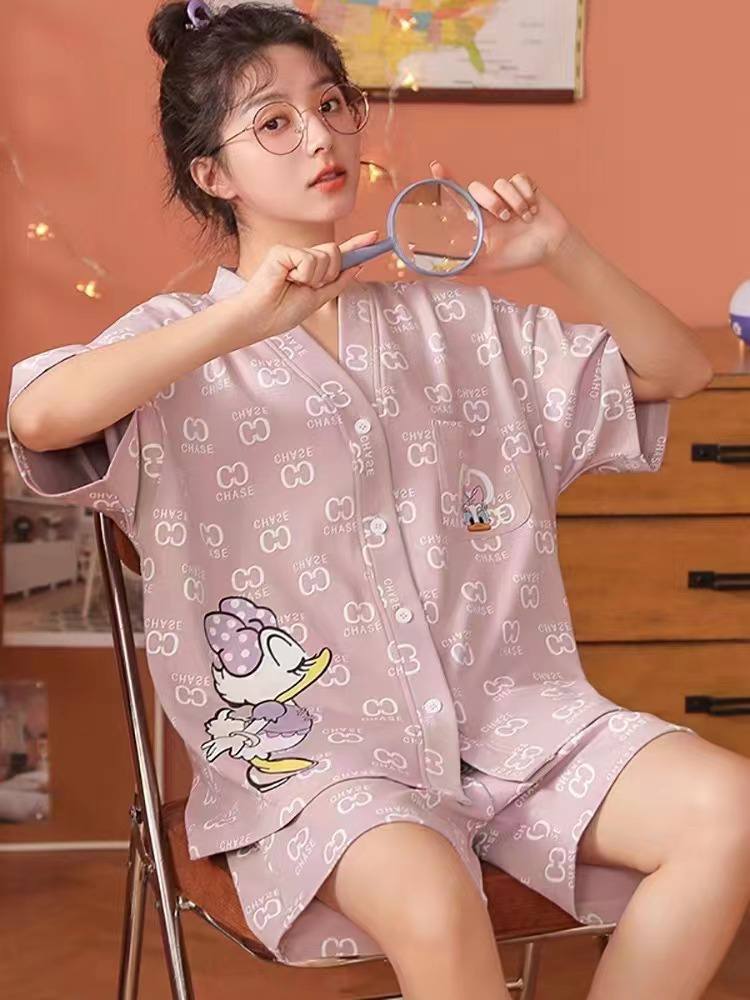 ست بلوز شرتک نخ کتان جلو باز زنانه کد 414039