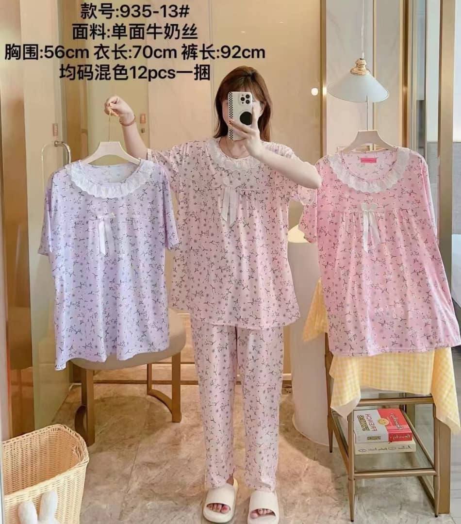 ست بلوز شلوار پنبه ای سایز بزرگ زنانه کد 414096