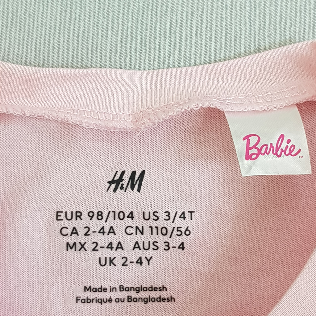 تی شرت دخترانه 22415 سایز 1 تا 11 سال مارک H&M