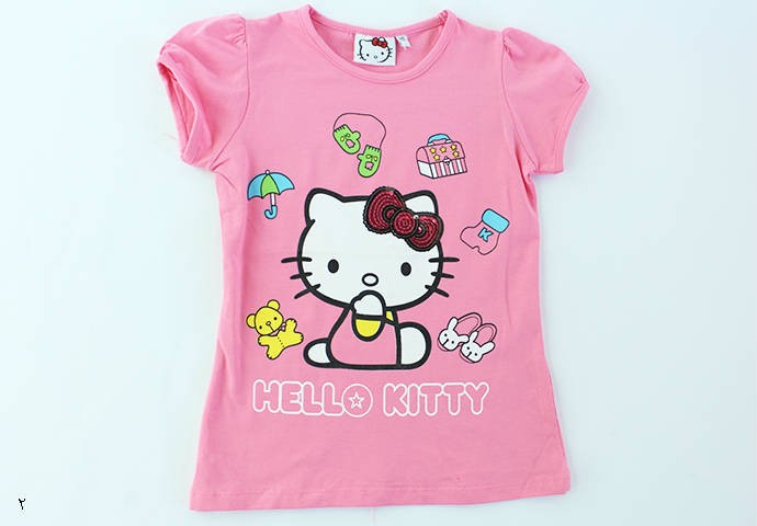 تی شرت دخترانه 100275 سایز 5 تا 8 سال مارک HELLO KITTY محصول بنگلادش