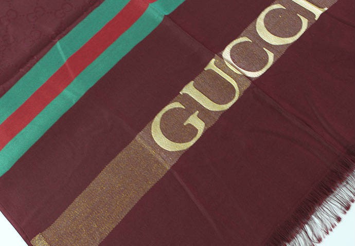 شال مارک دار زنانه 100440 طرح GUCCI