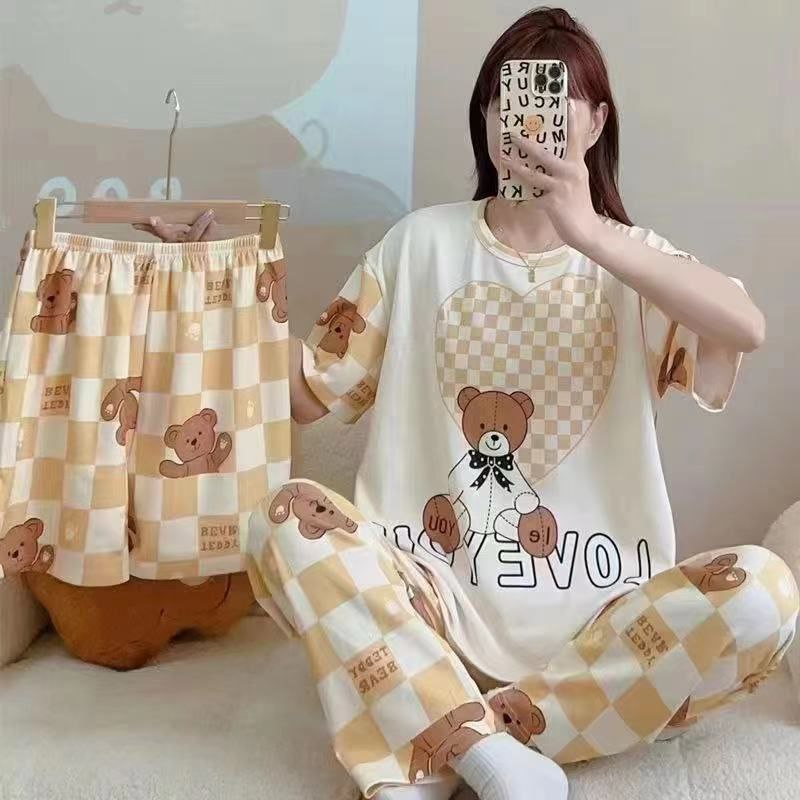 ست سه تیکه تی شرت شلوار شورتک کد 414983