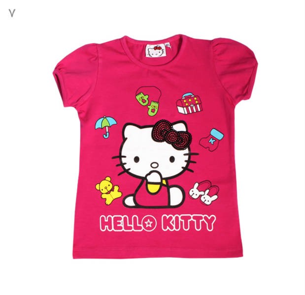 تی شرت دخترانه 100671 سایز 5 تا 8 سال مارک HELLO KITTY