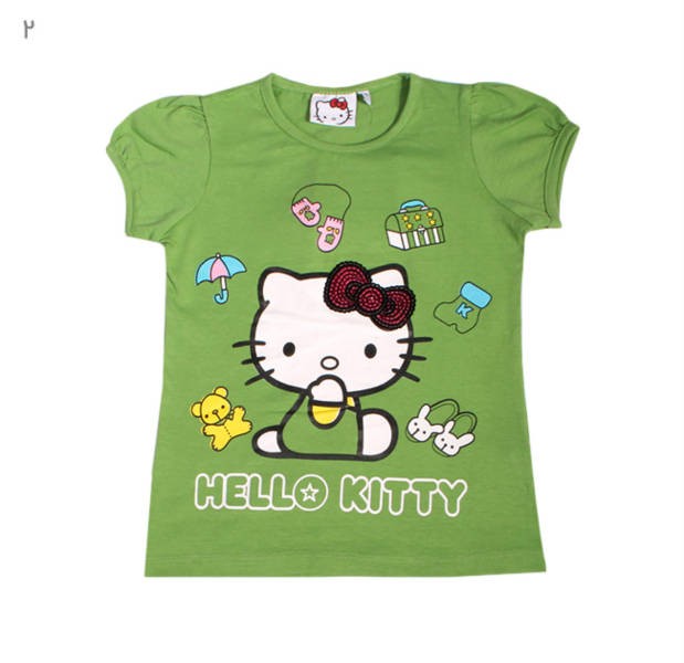 تی شرت دخترانه 100671 سایز 5 تا 8 سال مارک HELLO KITTY
