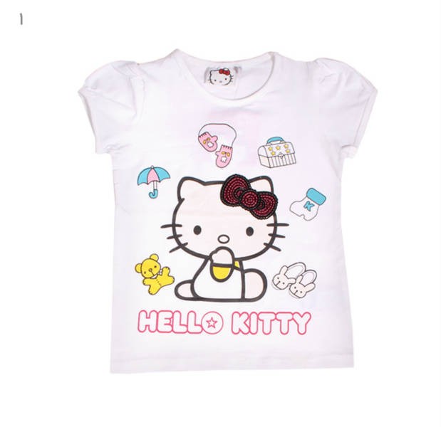 تی شرت دخترانه 100671 سایز 5 تا 8 سال مارک HELLO KITTY