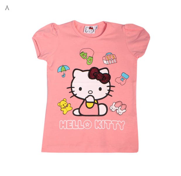 تی شرت دخترانه 100671 سایز 5 تا 8 سال مارک HELLO KITTY