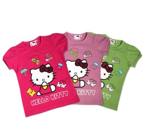 تی شرت دخترانه 100671 سایز 5 تا 8 سال مارک HELLO KITTY