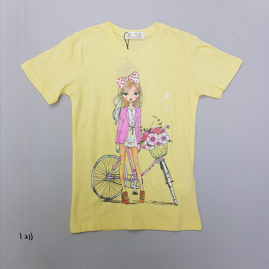 تی شرت دخترانه 27430 سایز 7 تا 14 سال کد 1 مارک ZARA