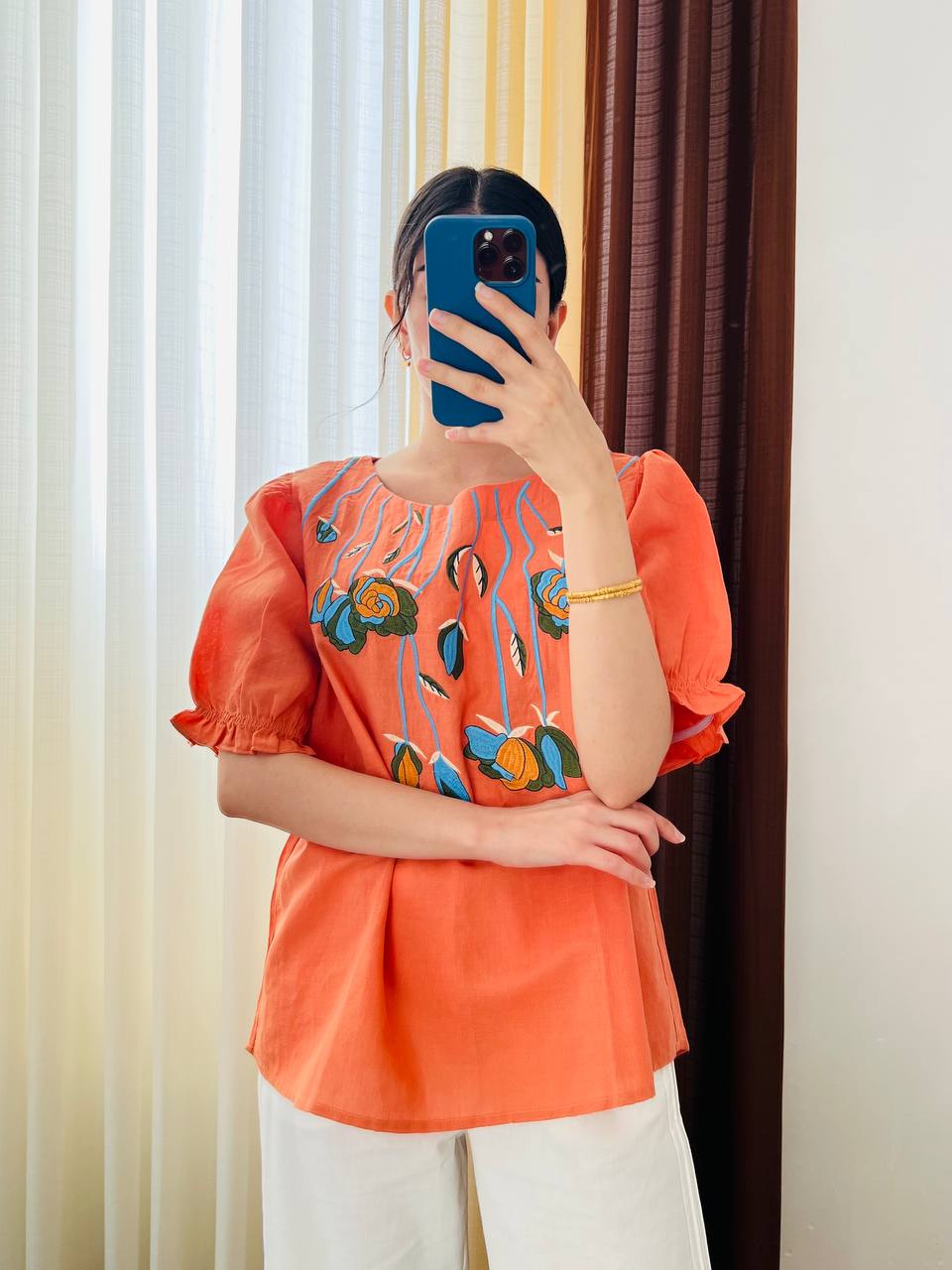 بلوز گلدوزی لینن زنانه کد 417098
