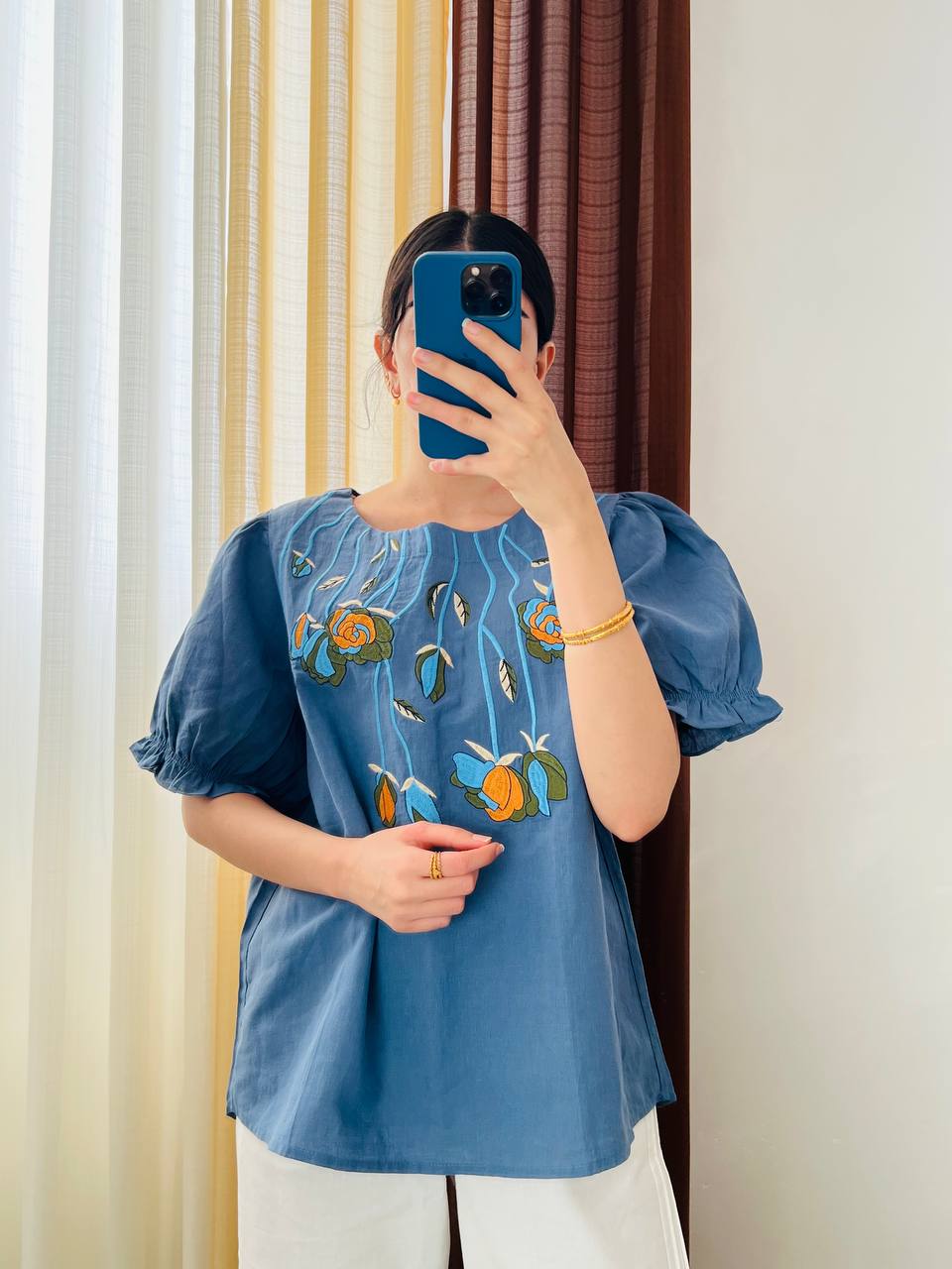 بلوز گلدوزی لینن زنانه کد 417098
