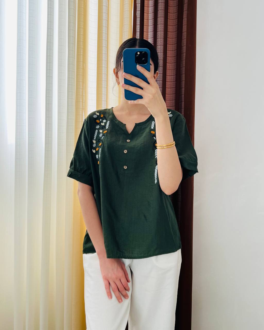 بلوز گلدوزی لینن زنانه کد 417148