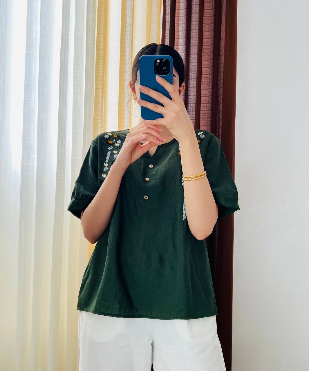 بلوز گلدوزی لینن زنانه کد 417148