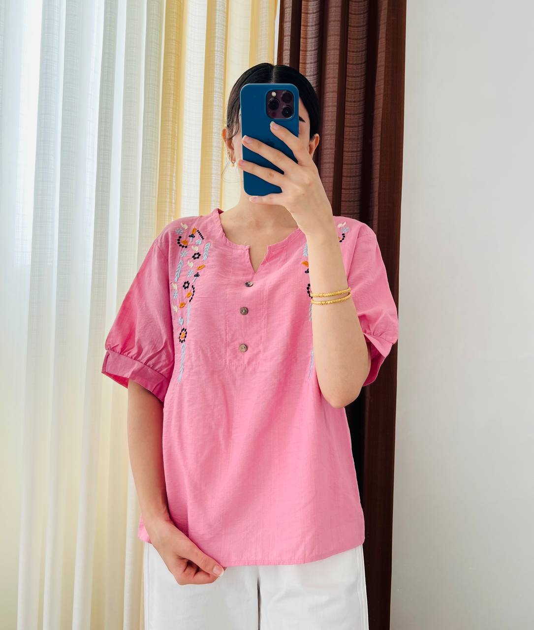 بلوز گلدوزی لینن زنانه کد 417148