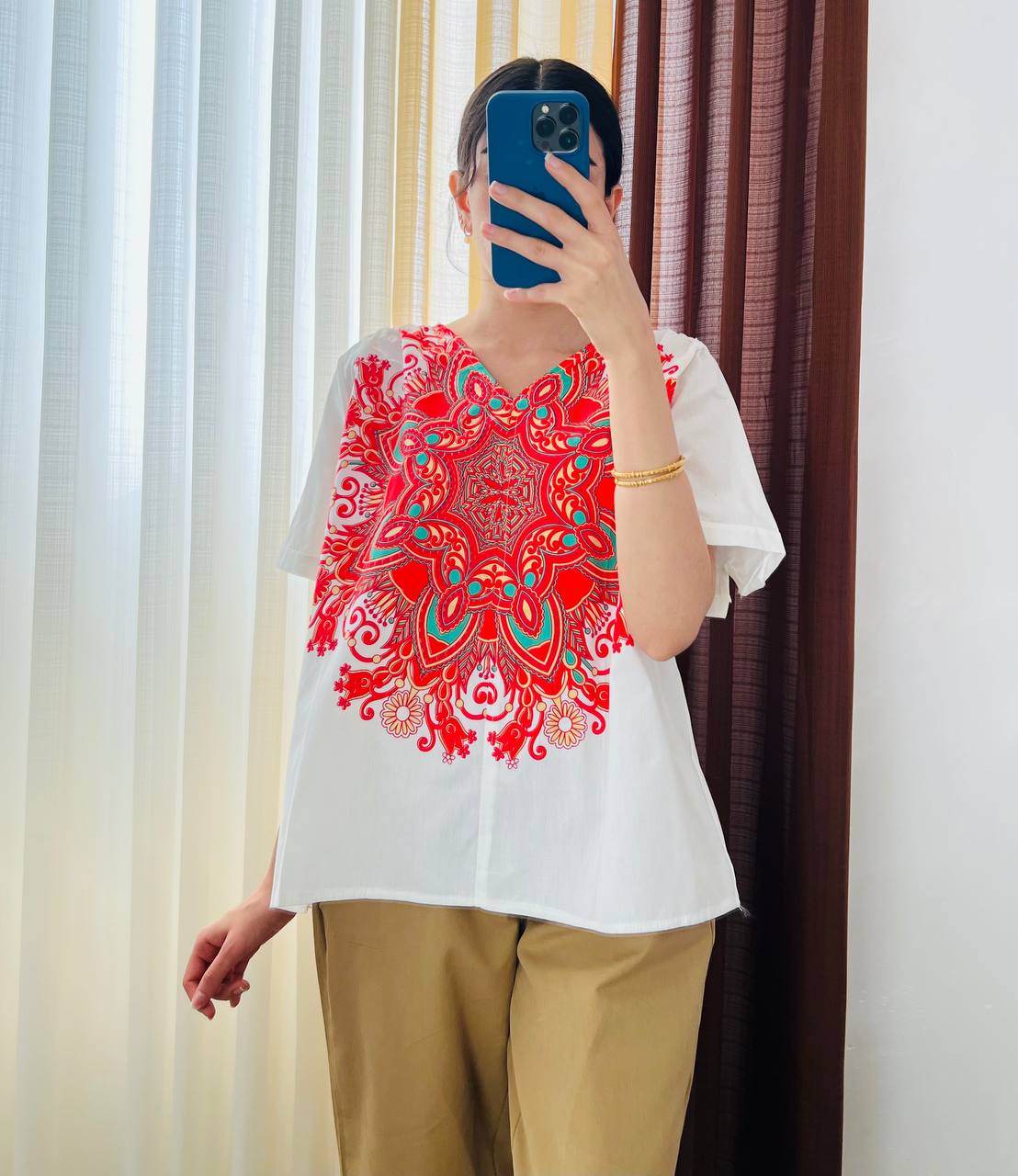 بلوز جلو طرحدار نخ کتان زنانه کد 417149