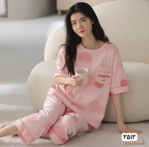 ست دو تیکه نخ پنبه تابستونه زنانه کد 417164