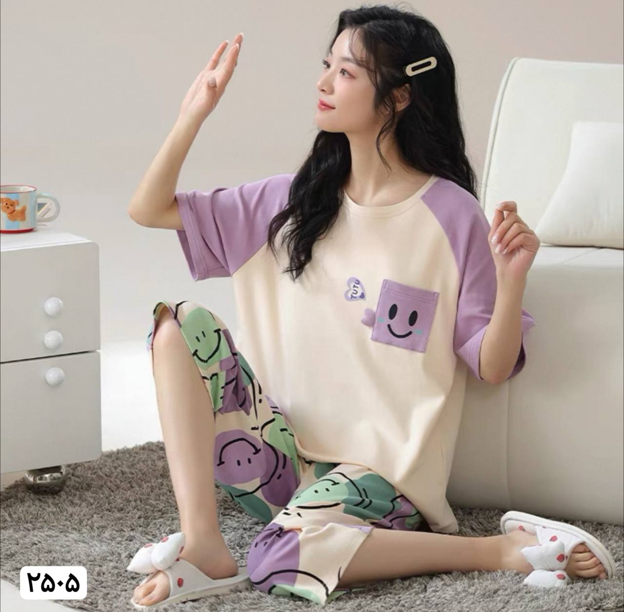 ست دو تیکه نخ پنبه تابستونه زنانه کد 417166