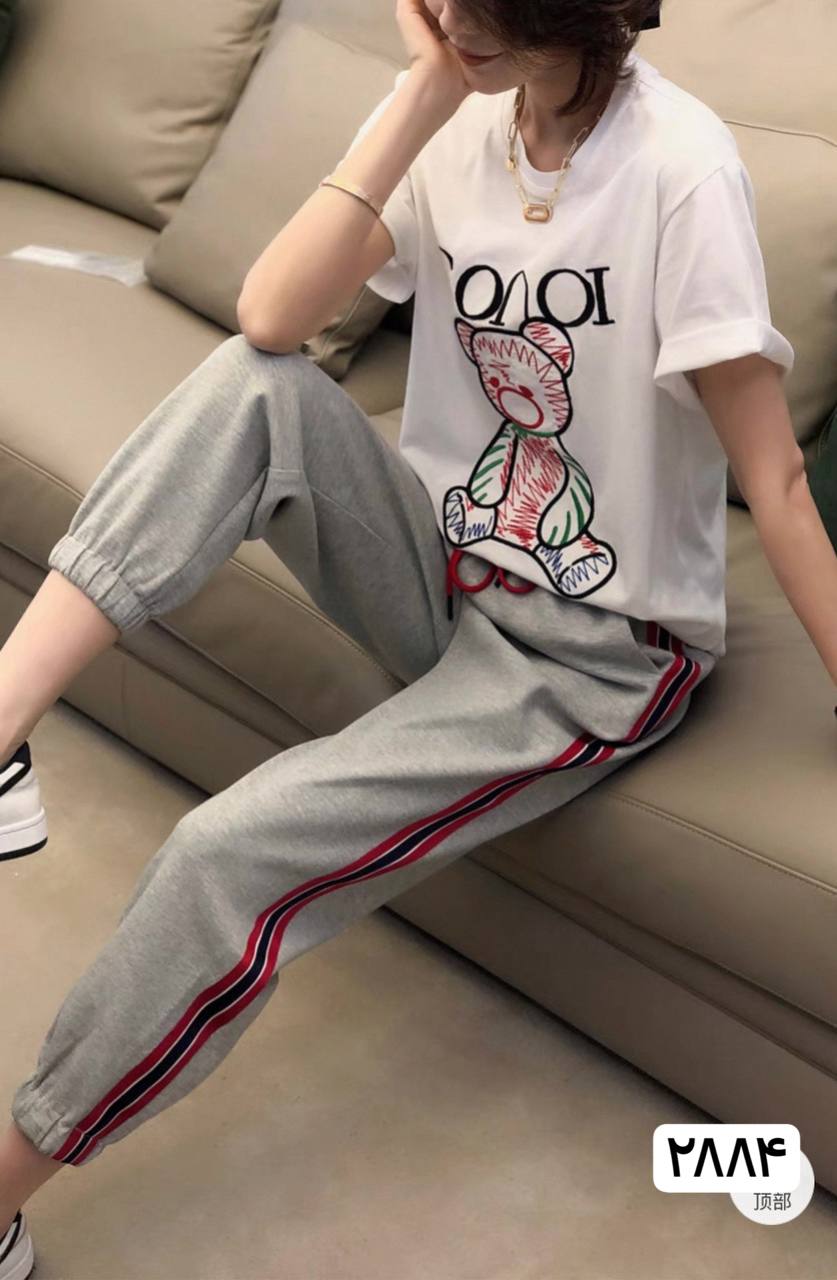 ست دو تیکه نخ پنبه تابستونه زنانه کد 417172