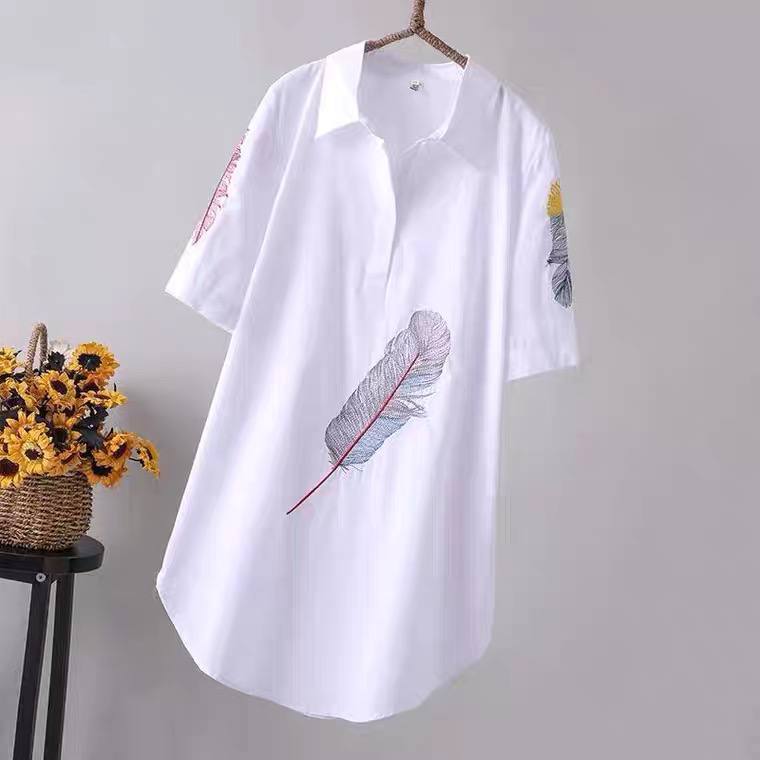 شومیز گلدوزی نخ کتان زنانه کد 417255