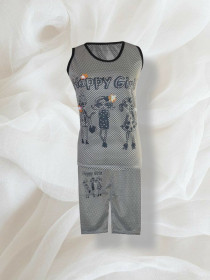 ست تاپ و شلوارک زنانه مدل happy girls کد 365